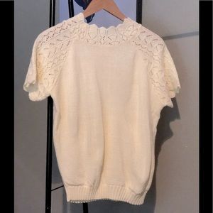 Sweater Yellow Short Sleeve Size L Haband